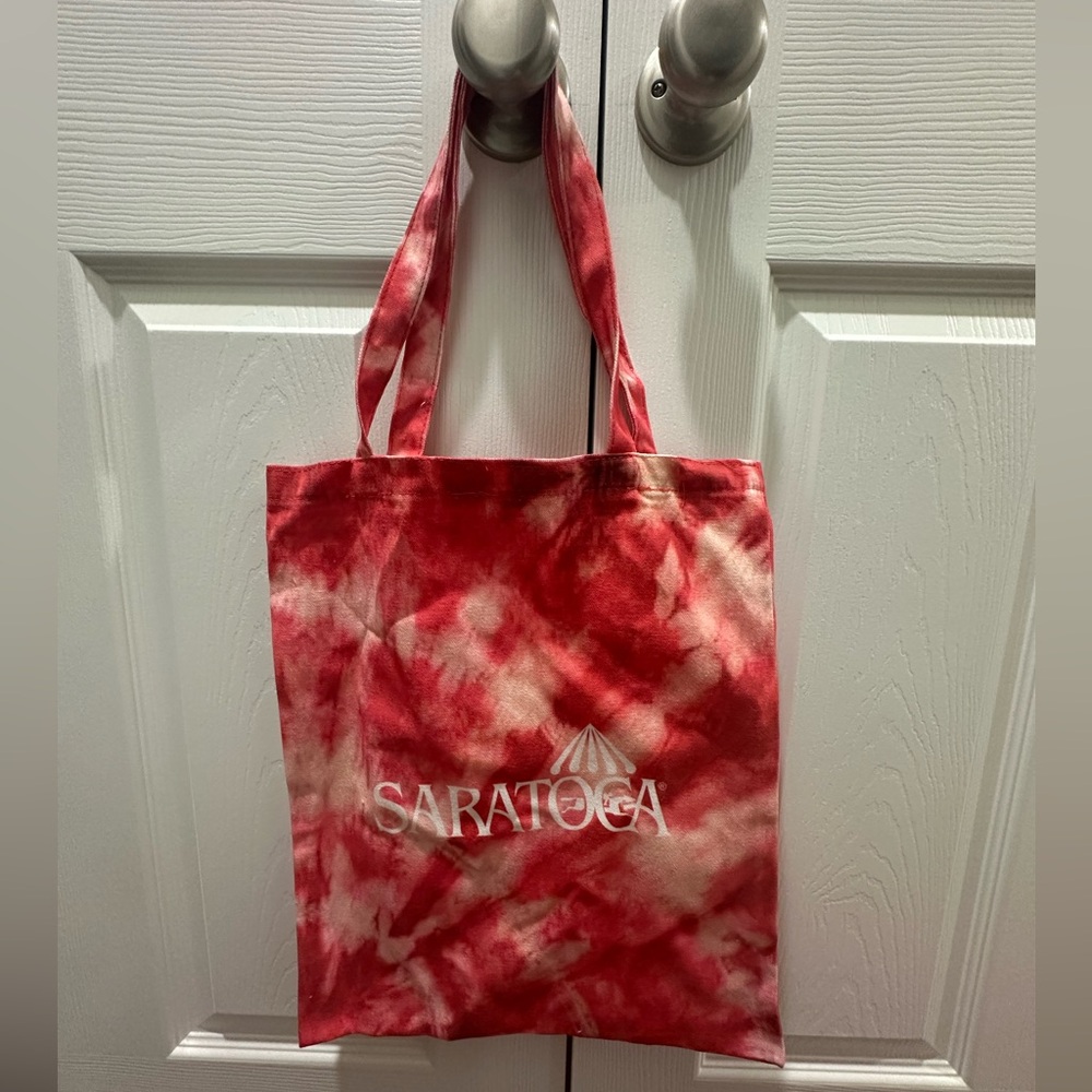 Authentic Saratoga Racetrack Red Tie-Dye Canvas Tote